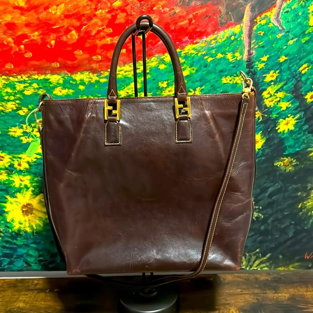RARE Fendi Leather Tote Bag with Crossbody